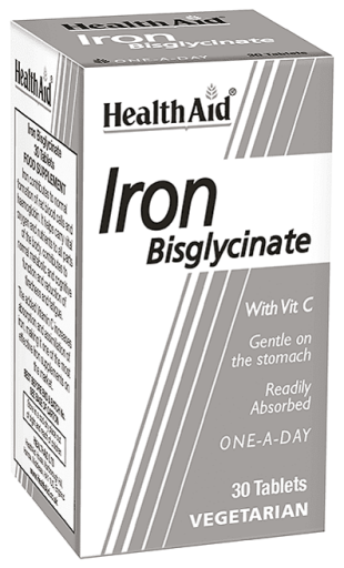 HealthAid Bisglycinate fer avec la vitamine C 30 Comprim&eacute;s