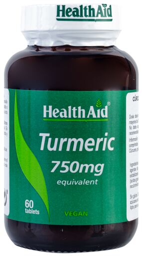 HealthAid Racine de curcuma 750 mg Curcuma 60 comprim&eacute;s