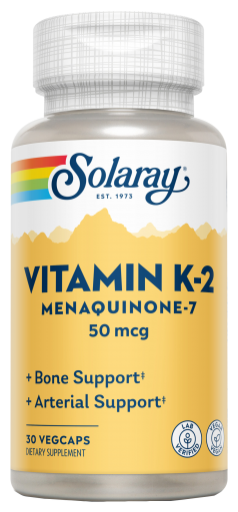 Solaray K2 M&eacute;naquinone Vitamine K2 30 g&eacute;lules v&eacute;g&eacute;tales