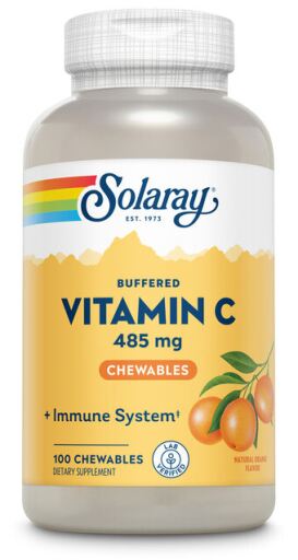 Solaray Vitamine C 500, saveur orange, 100 comprim&eacute;s &agrave; croquer