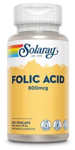 Solaray Acide folique 800 mcg 100 g&eacute;lules v&eacute;g&eacute;tales