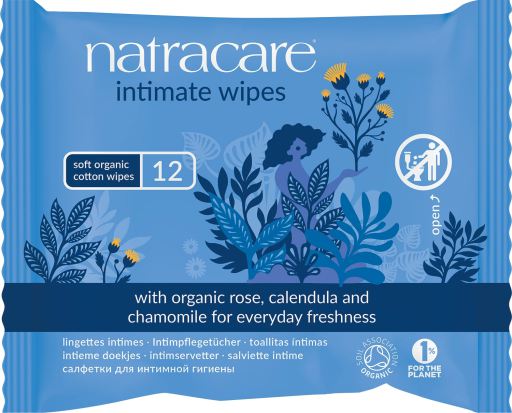 Natracare Lingettes Ecologiques Hygi&egrave;ne Intime F&eacute;minine 12 lingettes