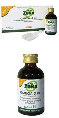 Bouteilles d&#39;oméga 3 Rx 33 ml. Zone énergétique
