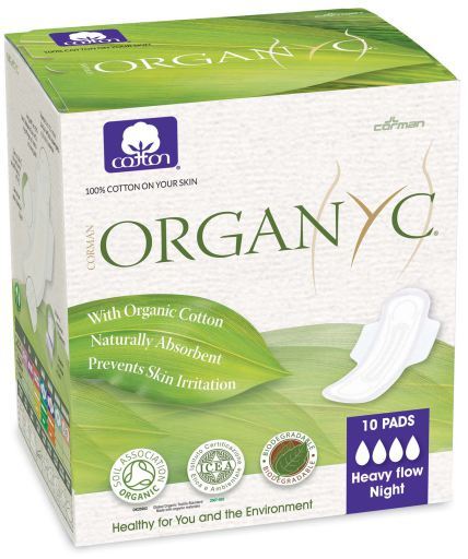 Organyc Organic Cotton Nigth Compresses with Wings 10 uds