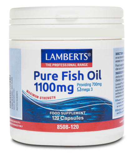 Lamberts Huile de poisson pure 1100 mg apportant 700 mg d'om&eacute;ga 3 120 g&eacute;lules