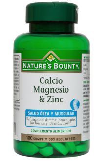 Nature's Bounty Calcium Magn&eacute;sium & Zinc 100 Comprim&eacute;s Enrob&eacute;s