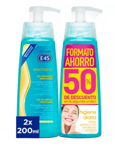 Pack E45 Bactopur Gel Nettoyant Purifiant 2x200 ml