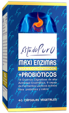 Enzymes Maxi &agrave; l'&eacute;tat pur + Probiotiques 40 capsules v&eacute;g&eacute;tales