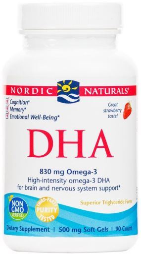 DHA 830 mg Oméga-3 Fraise 90 Gélules
