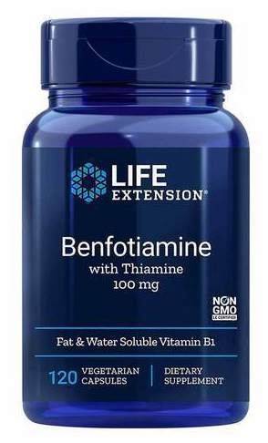 Benfotiamine avec Thiamine 100 mg 120 Capsules V&eacute;g&eacute;tales