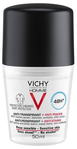 Vichy D&eacute;odorant Homme Anti-Transpirant Anti-T&acirc;ches 48H Roll On 50 ml
