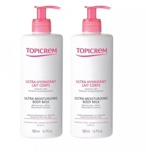 Topicrem Lait Corps Ultra Hydratant 2 x 500 ml