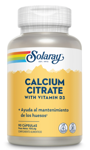 Solaray Citrate de calcium avec vitamine D3 90 g&eacute;lules