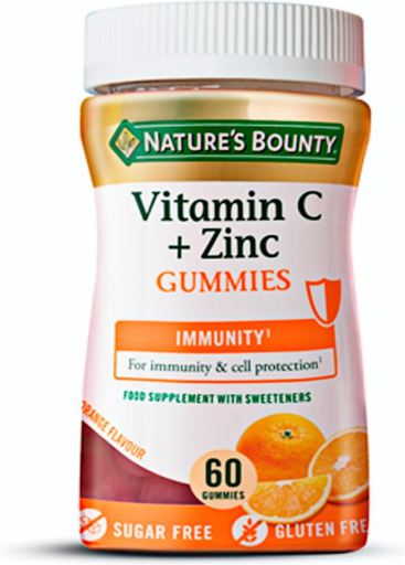 Nature's Bounty Gummies Vitamine C+Zinc 60 g&eacute;lules