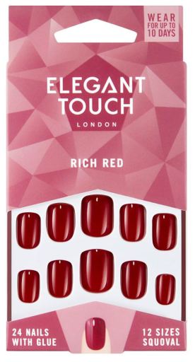 Elegant Touch Faux Ongles Rouge Riche 24 pcs