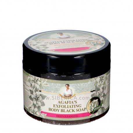 Savon noir exfoliant pour le corps Agafia pour un nettoyage en profondeur 300 ml