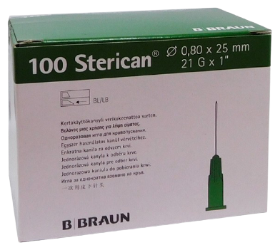 Aiguilles Sterican vertes 25x8 mm 1 100 unités
