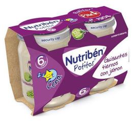 Nutrib&eacute;n Bipack D&icirc;ner pour b&eacute;b&eacute; aux petits pois et au jambon 2x190 gr