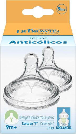 Dr. Brown's Options T&eacute;tines en silicone &agrave; large ouverture pour pr&eacute;matur&eacute;s Y 9 mois et plus 2 unit&eacute;s