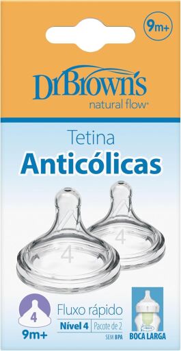 Dr. Brown's Options T&eacute;tines en silicone &agrave; large ouverture pour pr&eacute;matur&eacute;s 4 9 mois et plus 2 unit&eacute;s