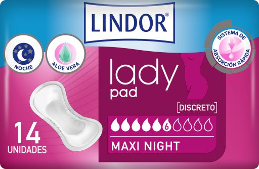 Lady Pad Maxi Nuit 6 Gouttes 14 Unités