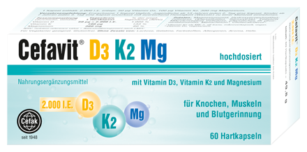 Cefak Cefavit Vitamine D3 + K2 + Mg 60 g&eacute;lules