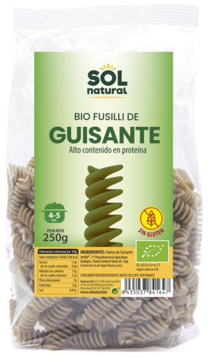 Sol Natural Fusilli aux petits pois bio sans gluten 250 gr