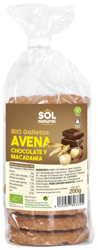 Sol Natural Biscuits Avoine Chocolat Macadamia Bio 200 gr