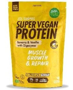 Iswari Prot&eacute;ines Super Vegan Banane et Vanille avec Digezyme 400g