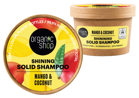 Organic Shop Shampoing Solide Brillance Mangue et Noix de Coco 60 gr