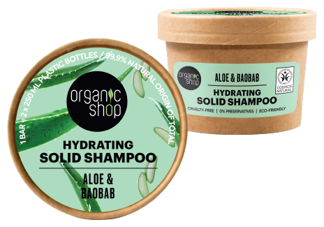 Organic Shop Shampoing Solide Hydratant Aloe et Baobab 60 gr