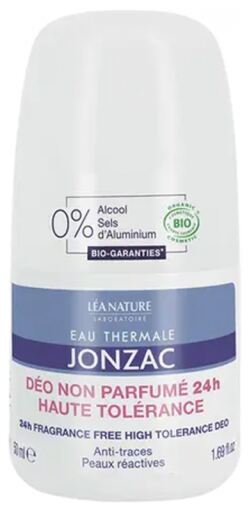 Eau Thermale Jonzac D&eacute;odorant REactif Haute Tol&eacute;rance 24h Sans Parfum 50 ml