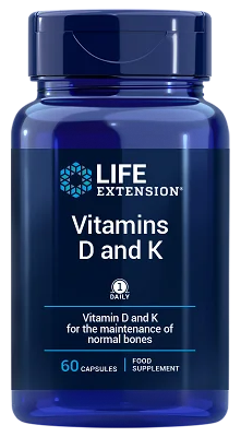 Life Extension Vitamines D et K 60 Capsules V&eacute;g&eacute;tariennes UE