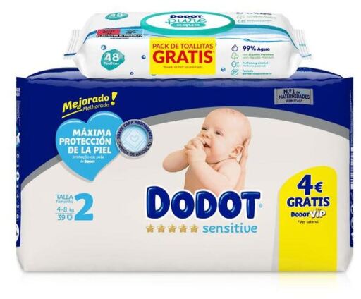 Pack Sensitive Couches Taille 2 de 4 à 8 Kg + Lingettes