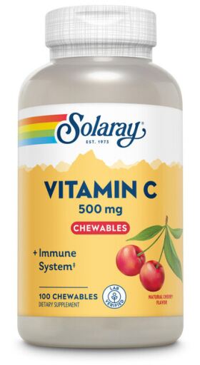 Solaray Vitamine C 500 mg Cerise 100 comprim&eacute;s &agrave; croquer