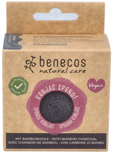 &Eacute;ponge Konjac Bambou Noir Purifiante Soin Naturel - Peau Grasse