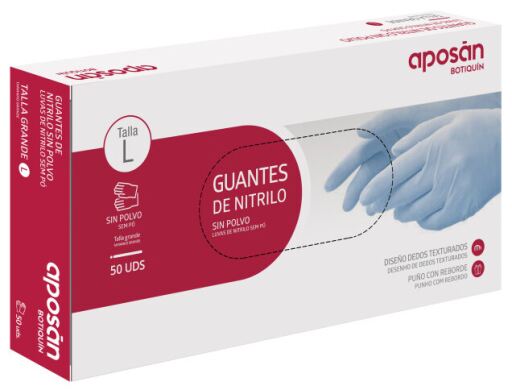 Apos&aacute;n Trousse de premiers secours Gants en nitrile non poudr&eacute;s Taille L 50 unit&eacute;s