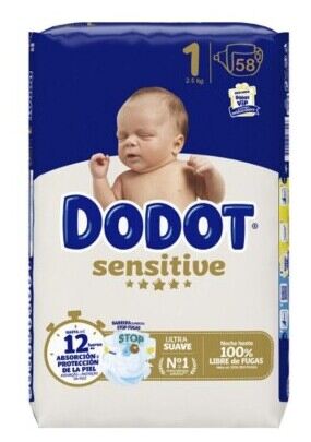 Dodot Couche Sensitive T/1 2-5 Kg 58 Unit&eacute;s