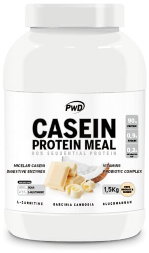 PWD Nutrition Farine de prot&eacute;ines de cas&eacute;ine, chocolat blanc et noix de coco 1,5 kg
