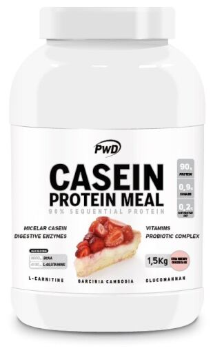 PWD Nutrition Farine de prot&eacute;ines de cas&eacute;ine Cheesecake aux fraises 1,5 kg
