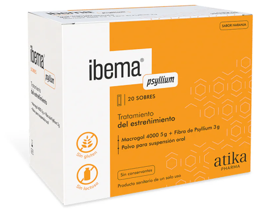 Atika Pharma Solution buvable de poudre de psyllium Ibema, 20 sachets x 9 g