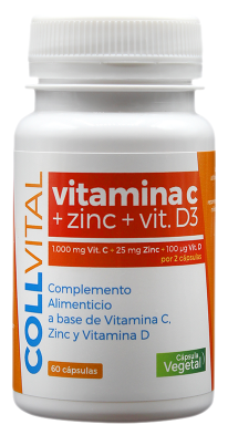 Collvital Vitamine C + Zinc + D3 60 g&eacute;lules