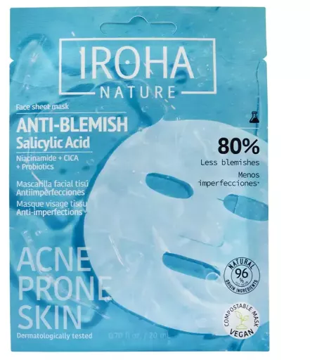 Iroha Masque en tissu anti-imperfections pour le visage, 1 unit&eacute;