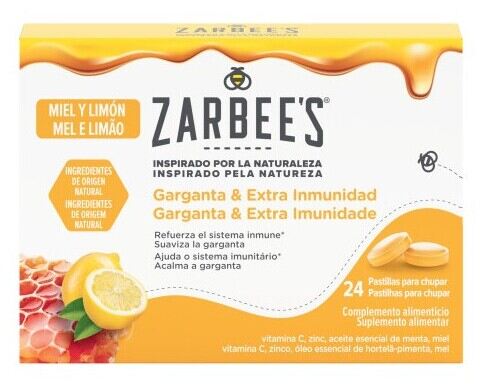 Zarbees Gargnt & Inmu Miel Citron 24 Comprim&eacute;s