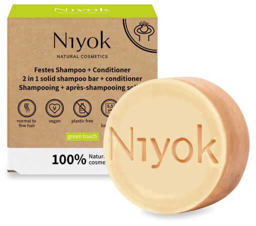 Niyok Shampoing et apr&egrave;s-shampoing solides Green Touch 80 g