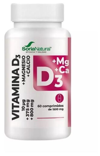 Soria Natural Vitamine D3 + Mg 60 comprim&eacute;s &agrave; lib&eacute;ration prolong&eacute;e