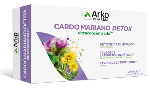Arkopharma Arkofluido D&eacute;tox au Chardon-Marie 20 ampoules x 15 ml
