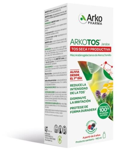 Arkopharma Sirop contre la toux s&egrave;che productive Arkotos, saveur fruits rouges, 140 ml