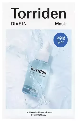 Torriden Masque facial &agrave; l'acide hyaluronique de bas poids mol&eacute;culaire Dive-In 27 ml