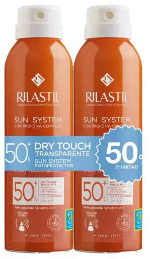 Syst&egrave;me solaire SPF50+ Toucher sec Spray transparent Lot de 2 x 200 ml